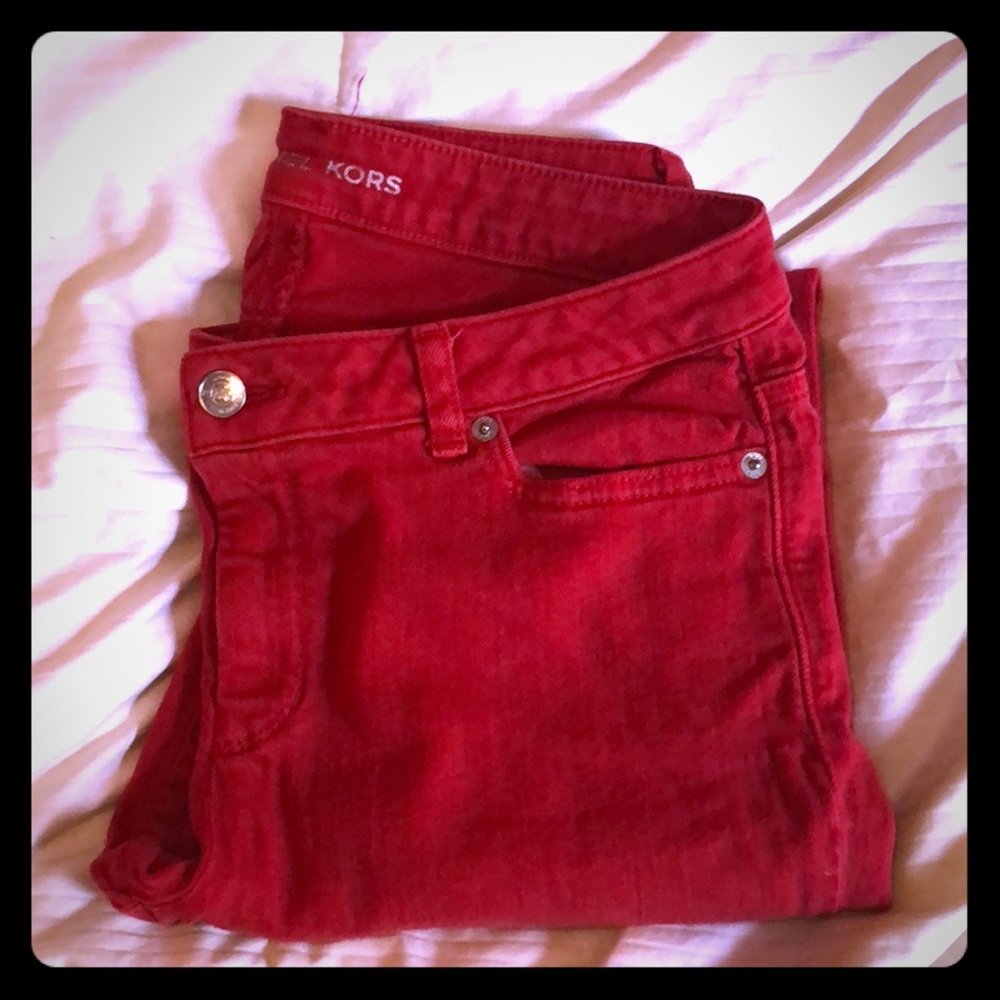 Michael Kors High Waisted Skinny Jean (Red)